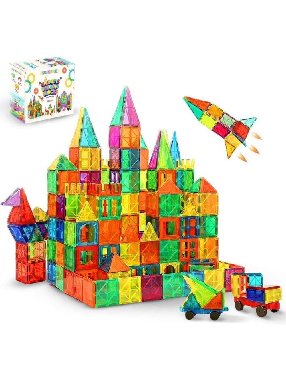 120 PCS Magnetic Building Tiles Set - STEM Educational Toy for Kids Ages 3-12